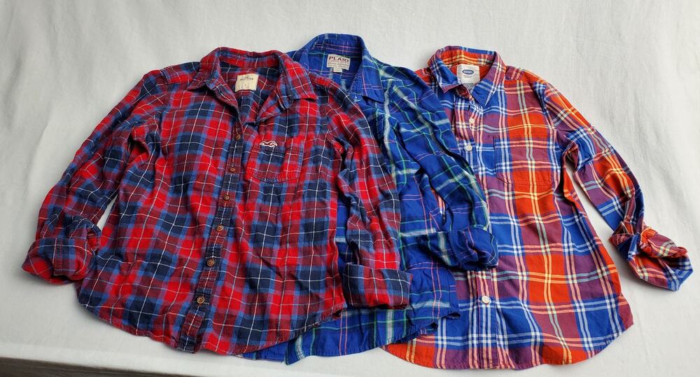 Plaid Shirt Size S Bundle Of 3 Hollister Old Navy Button Down Back To School